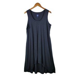 Gap Casual Jersey Dress Size Large Petite stretch Hi low fit flare black midi